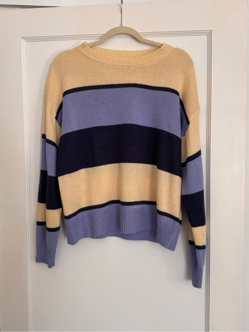 Blue and Cream Lightweight Knit Sweater